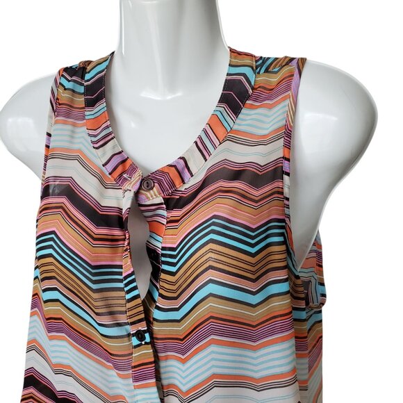 MULTI-COLOR CHEVRON PRINT FOREVER 21 TOP SMALL - Picture 3 of 8